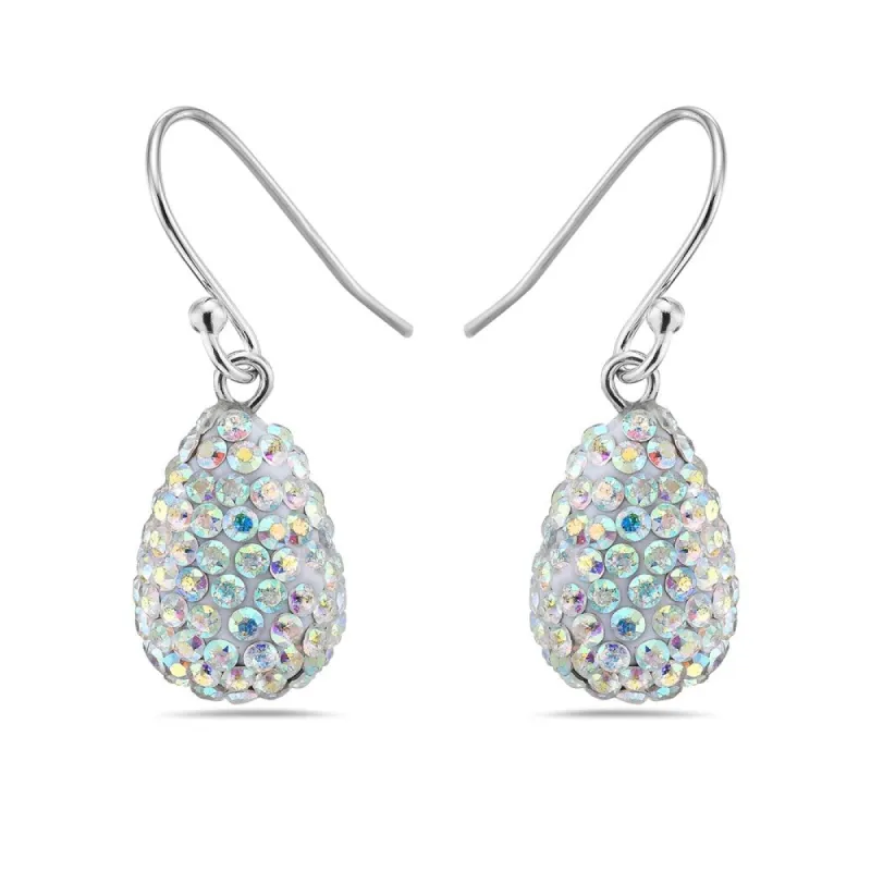 Vera & Co. Sterling Silver Egg Shaped AB Crystal Pave Earring sold by Zulily