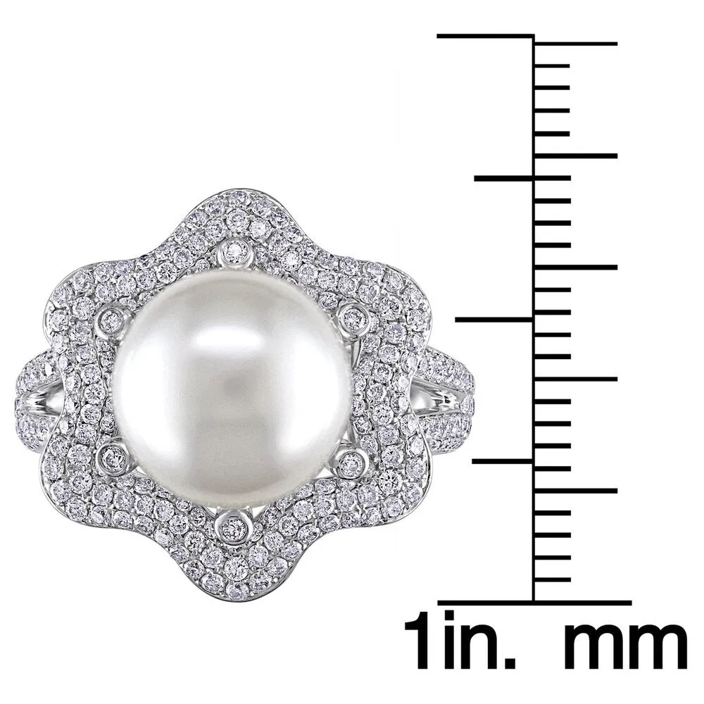 Miadora 14k White Gold South Sea Pearl and 1ct TDW Diamond Ring (10-10.5 MM) sold by Zulily product image thumbnail 3