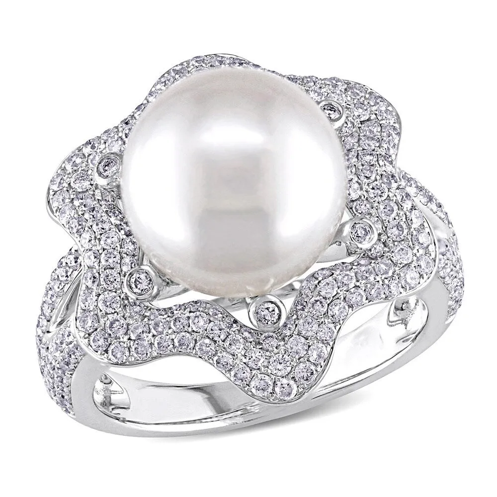 Miadora 14k White Gold South Sea Pearl and 1ct TDW Diamond Ring (10-10.5 MM) sold by Zulily