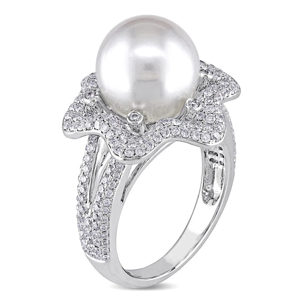 Miadora 14k White Gold South Sea Pearl and 1ct TDW Diamond Ring (10-10.5 MM) sold by Zulily product image thumbnail 2