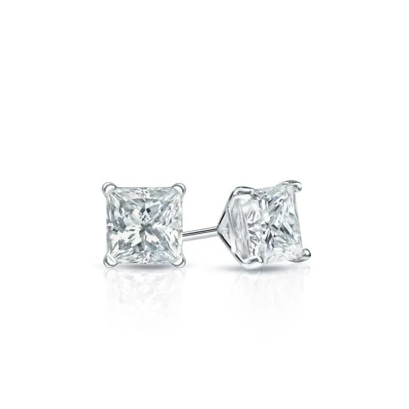 Auriya 18-karat Gold Lab Grown 0.30 carat TDW Princess Diamond Stud Earrings 4-Prong Martini Push-back sold by Zulily