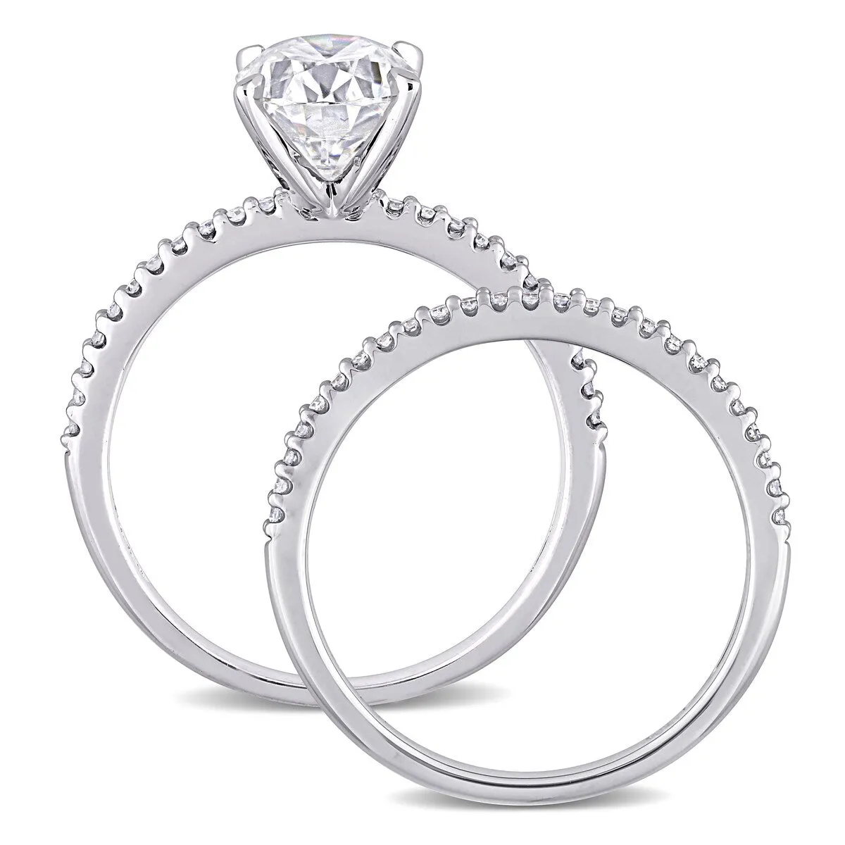 Miadora 2ct DEW Oval-Cut Moissanite and 1/4ct TDW Diamond Bridal Ring Set in 14k White Gold sold by Zulily product image thumbnail 4