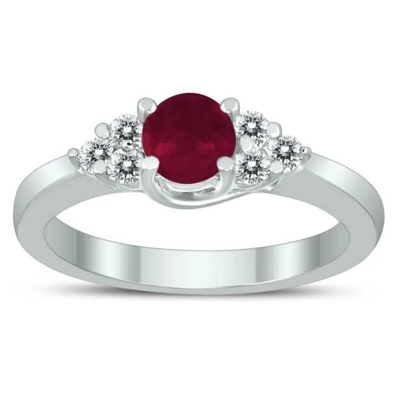 5MM Ruby and Diamond Cynthia Ring in 10K White Gold sold by Zulily