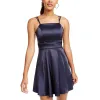 Sequin Hearts Juniors' Satin Fit & Flare Dress Navy Size 5 sold by Zulily