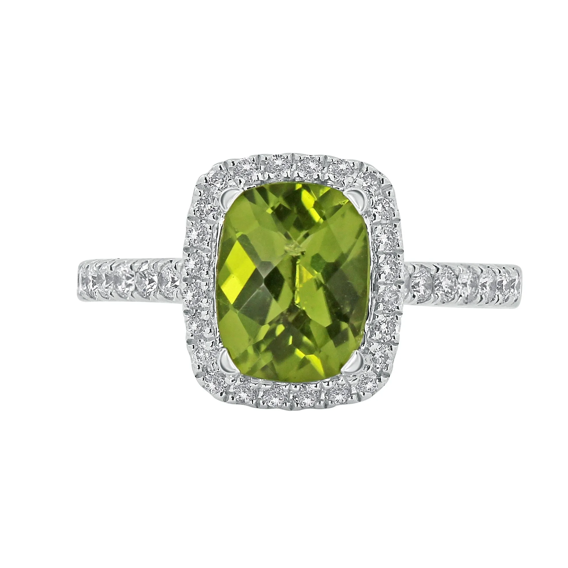 Auriya 1 7/8ct Cushion-cut Peridot and Halo Diamond Engagement Ring 3/8ctw 14k Gold sold by Zulily product image thumbnail 3