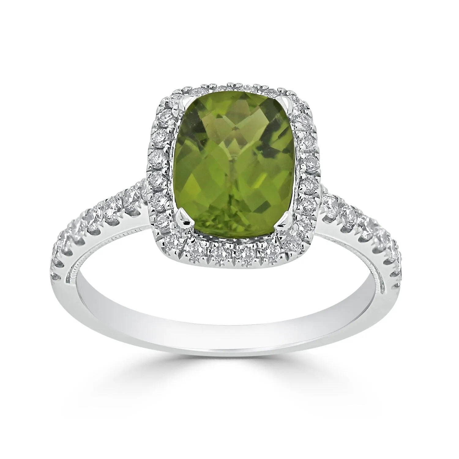 Auriya 1 7/8ct Cushion-cut Peridot and Halo Diamond Engagement Ring 3/8ctw 14k Gold sold by Zulily product image thumbnail 4