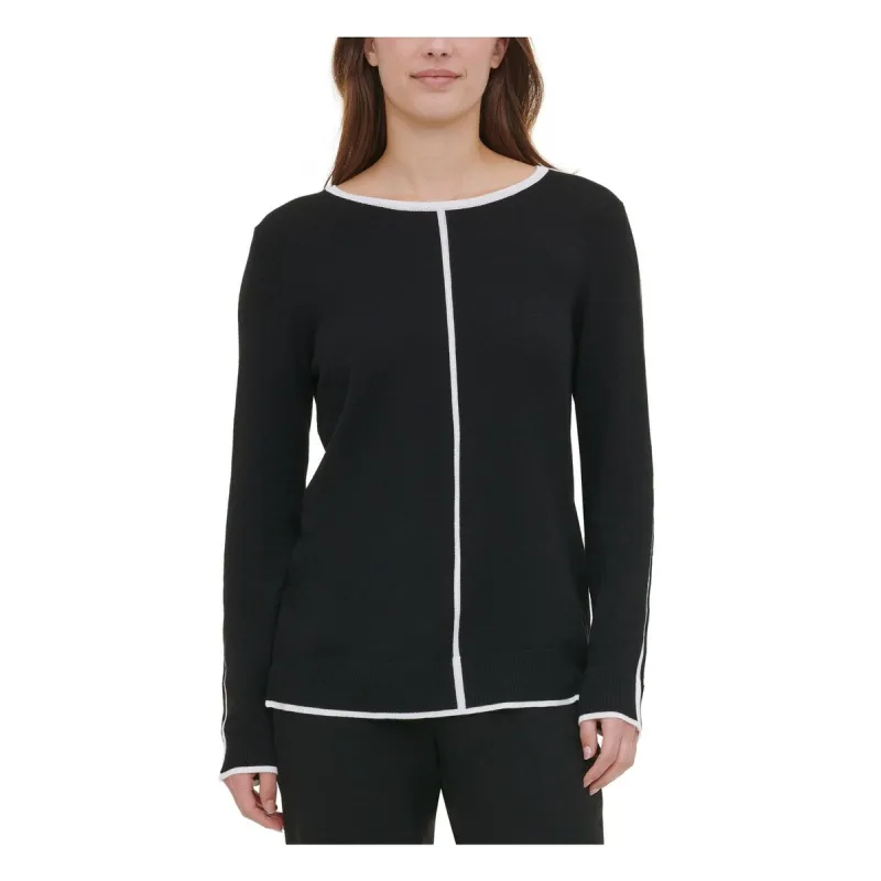 Calvin Klein Women's Contrast Trim Sweater Black Size X-Large made by Calvin Klein