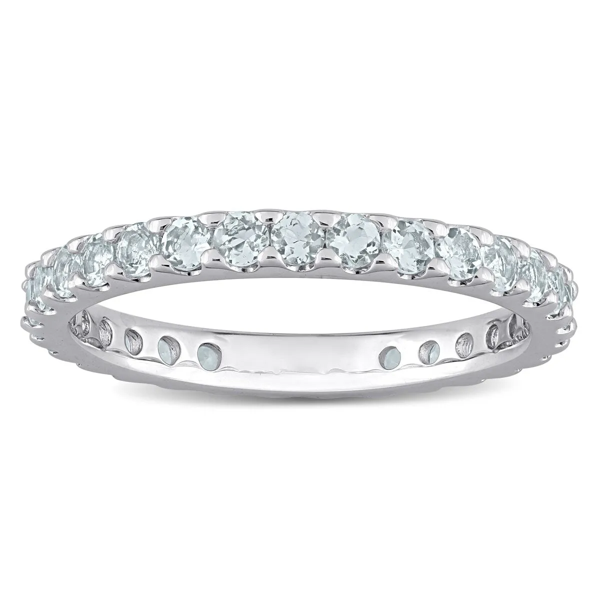 Miadora 10k White Gold Aquamarine Stackable Eternity Wedding Band Ring sold by Zulily