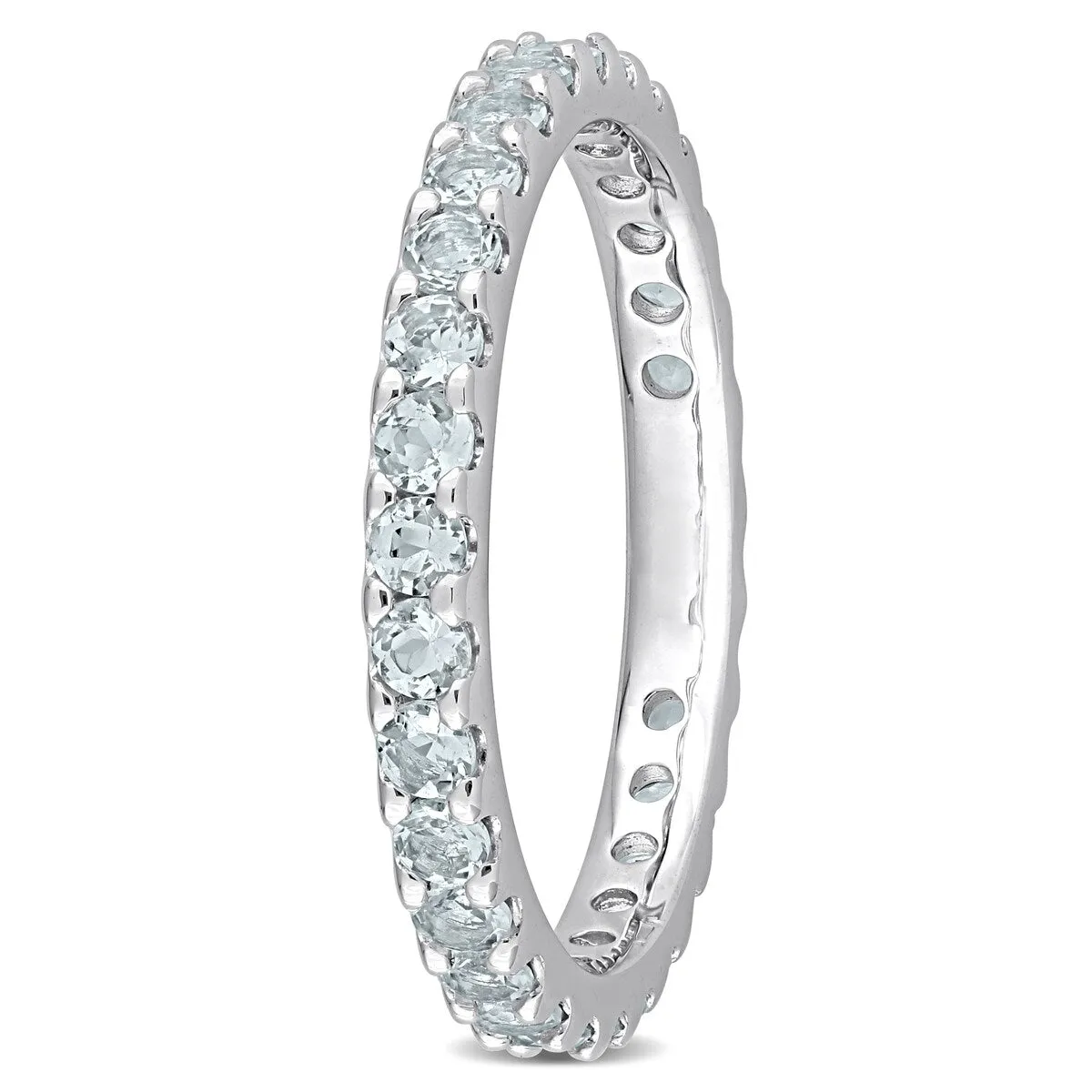 Miadora 10k White Gold Aquamarine Stackable Eternity Wedding Band Ring sold by Zulily product image thumbnail 2