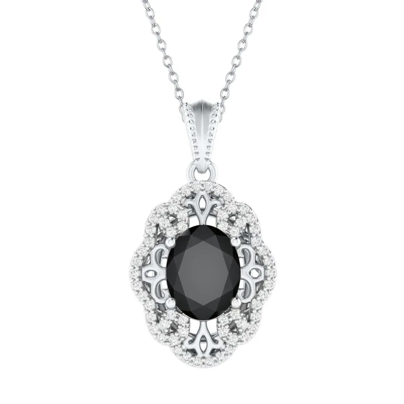 Sterling Silver Black Spinel and White Topaz Drop Pendant with 18" Chain sold by Zulily