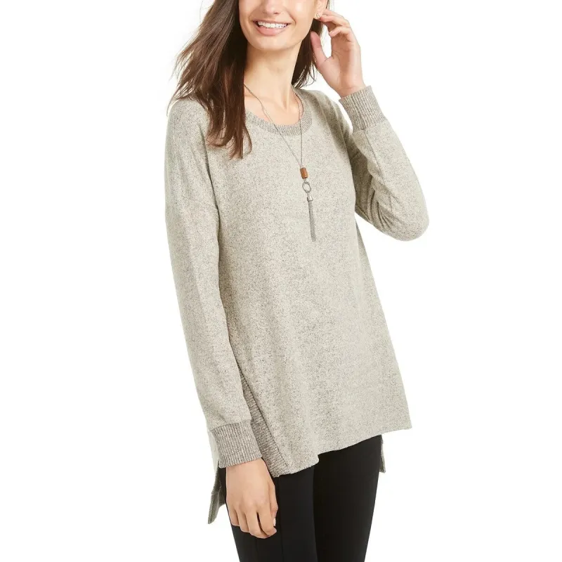 BCX Junior's Shine Tunic Sweater With Necklace Beige Size Medium made by BCX