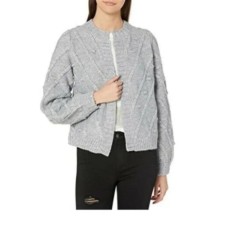 Lucky Brand Women's Bobble & Cable Knit Cardigan Grey Size Medium sold by Zulily