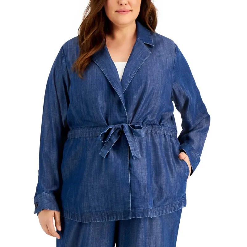 Calvin Klein Women's Belted Denim Jacket Blue Size 2X sold by Zulily