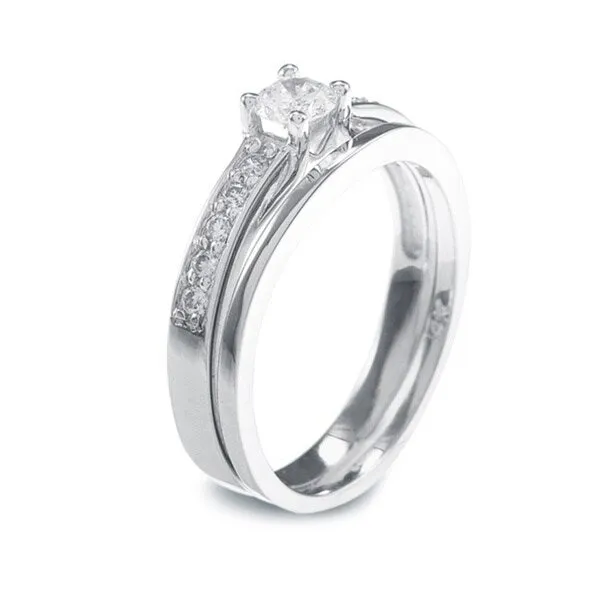 Auriya 14k Gold 1/2ctw Round Diamond Engagement Ring Set sold by Zulily