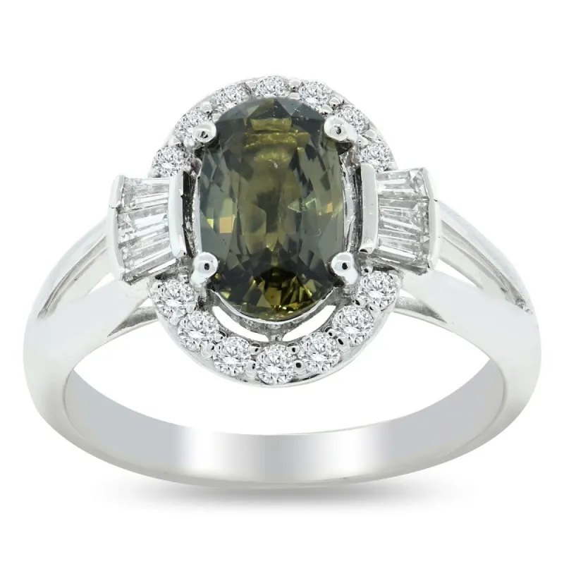 Auriya Platinum Certified 1 7/8ct Sapphire and 3/8ct TDW Round Diamonds Halo Engagement Ring sold by Zulily