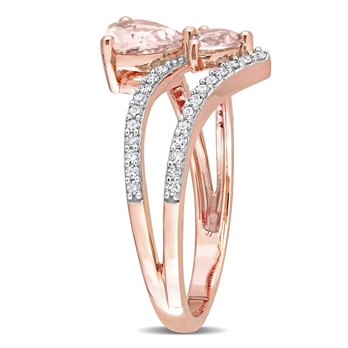 Miadora Heart Shape Morganite and 1/4ct TDW Diamond Open Engagement Ring in 10k Rose Gold sold by Zulily product image thumbnail 2