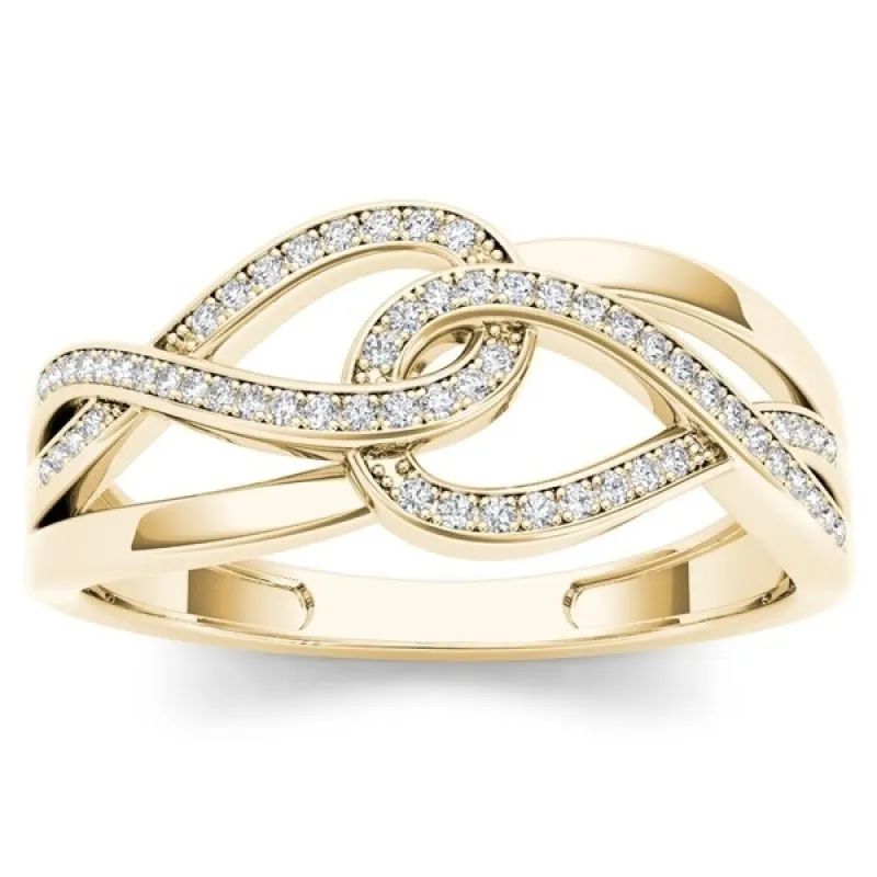 De Couer 10k Yellow Gold 1/6ct TDW Diamond Infinity Braided Ring - White sold by Zulily