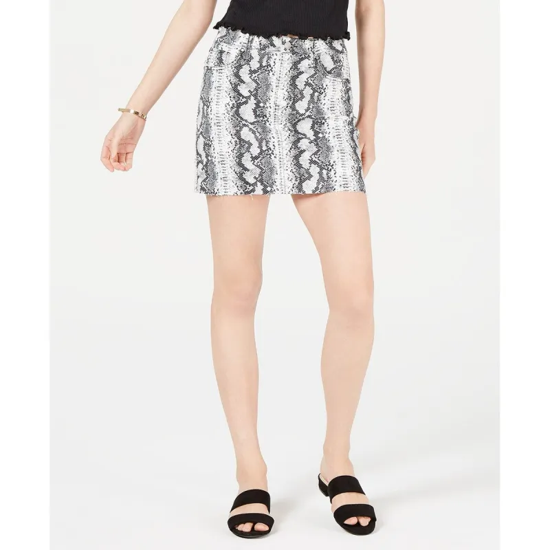 Tinseltown Juniors' Snake-Embossed Denim Mini Skirt Black Size 15 sold by Zulily
