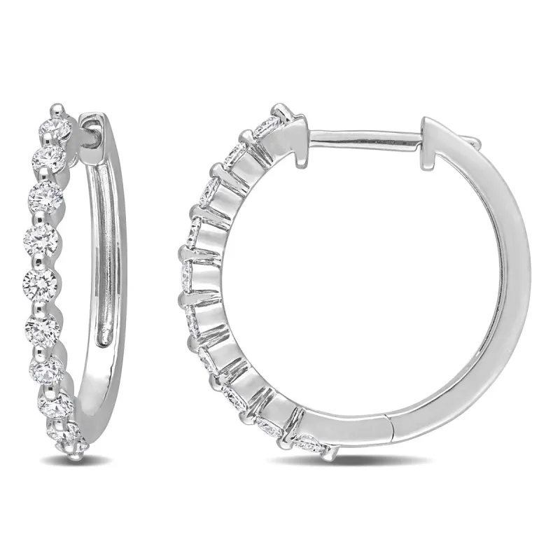 Created Forever 5/8ct TDW Lab-Grown Diamond Hoop Earrings in Platinum Silver sold by Zulily