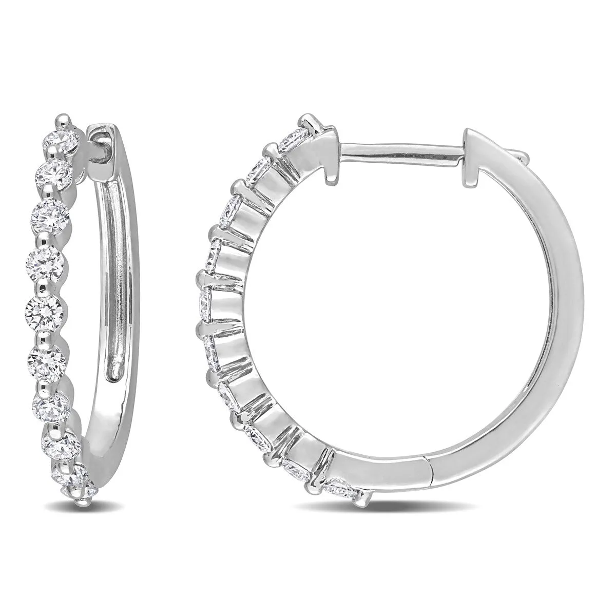 Created Forever 5/8ct TDW Lab-Grown Diamond Hoop Earrings in Platinum Silver sold by Zulily