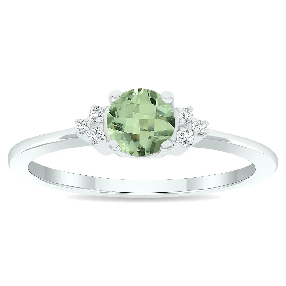 Women's Green Amethyst and Diamond Half Moon Ring in 10K White Gold sold by Zulily