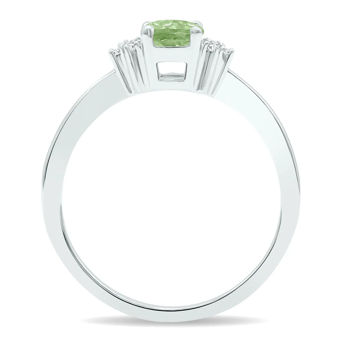Women's Green Amethyst and Diamond Half Moon Ring in 10K White Gold sold by Zulily product image thumbnail 2