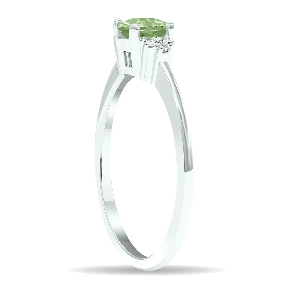 Women's Green Amethyst and Diamond Half Moon Ring in 10K White Gold sold by Zulily product image thumbnail 3