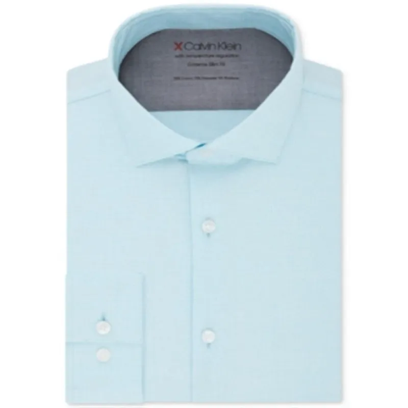 Calvin Klein Men's Solid Extreme Slim Fit Dress Shirt Pool Rack Blue Size 15X34X35 - 15X34-35 sold by Zulily