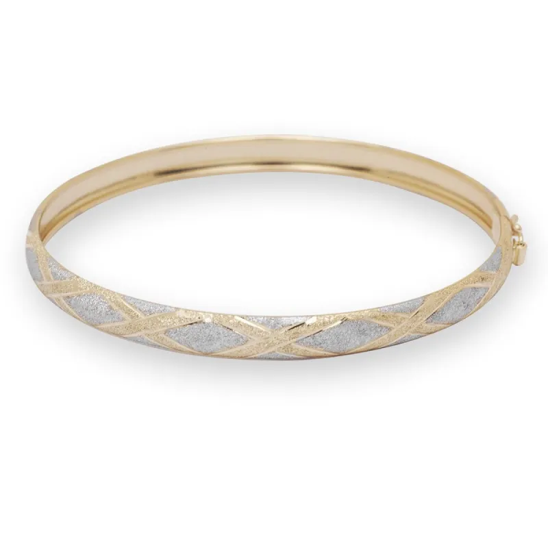 Curata 10k Two-tone Gold 6mm X-design Bangle Bracelet sold by Zulily