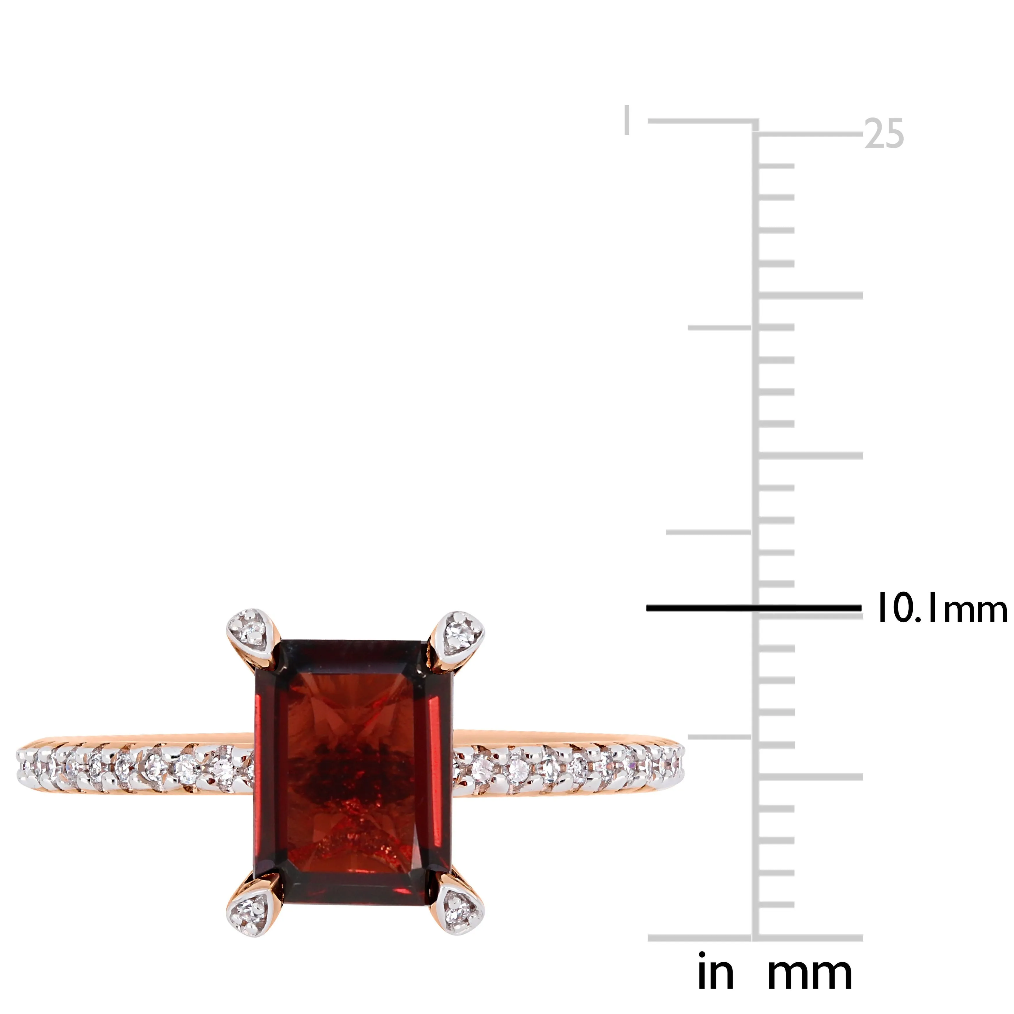 Miadora 2 1/8ct TGW Octagon-Cut Garnet and 1/10ct TW Diamond Ring in 10k Rose Gold sold by Zulily product image thumbnail 3