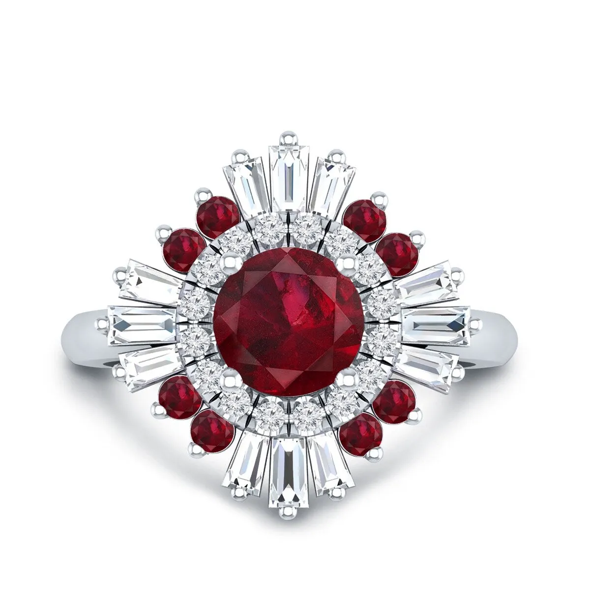 Auriya 1 1/6ct Red Ruby and Diamond Ballerina Engagement Ring 3/5ctw 14k Gold sold by Zulily