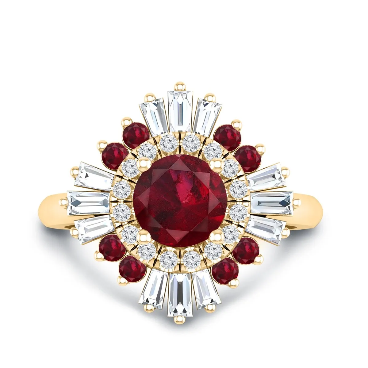 Auriya 1 1/6ct Red Ruby and Diamond Ballerina Engagement Ring 3/5ctw 14k Gold sold by Zulily product image thumbnail 2