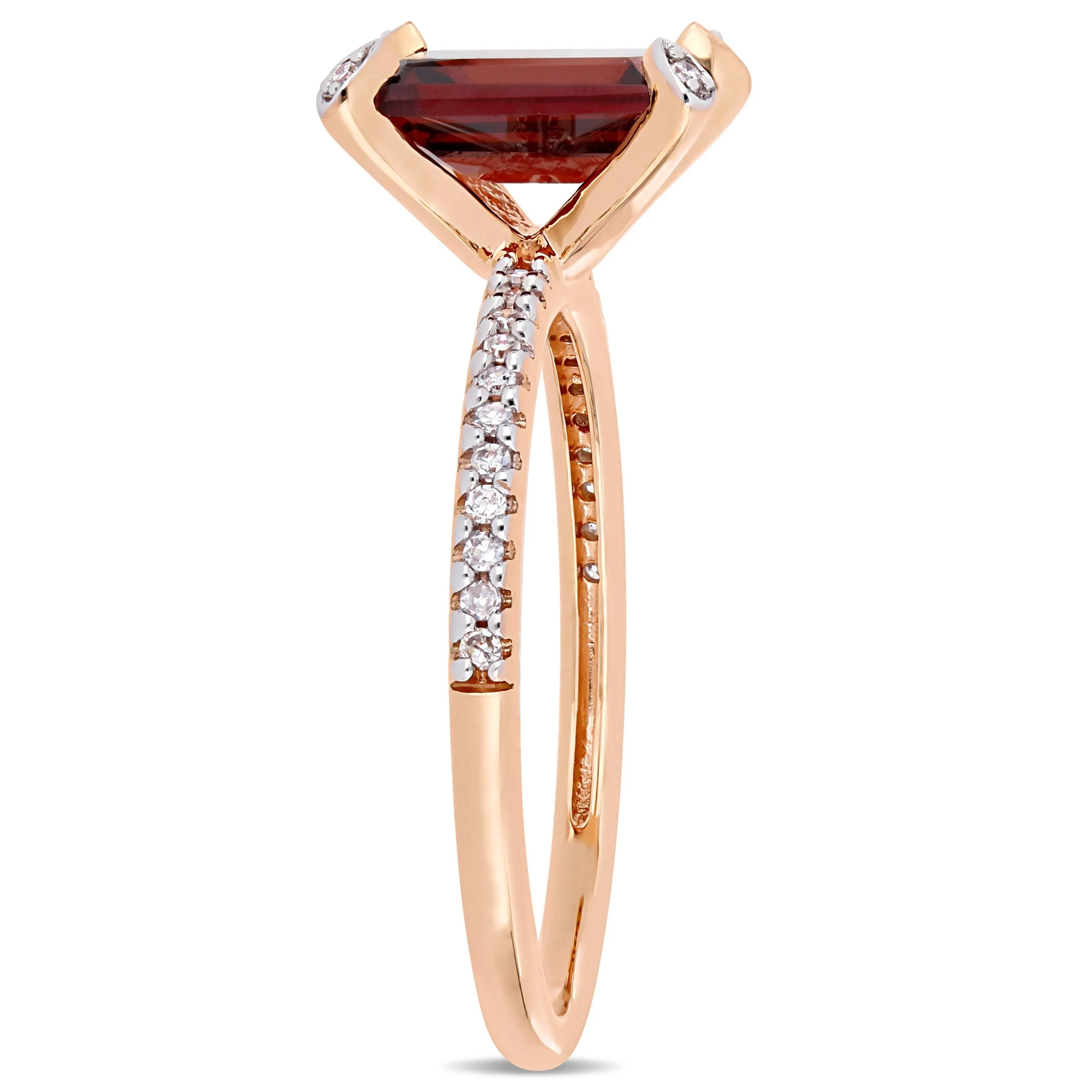 Miadora 2 1/8ct TGW Octagon-Cut Garnet and 1/10ct TW Diamond Ring in 10k Rose Gold sold by Zulily product image thumbnail 2