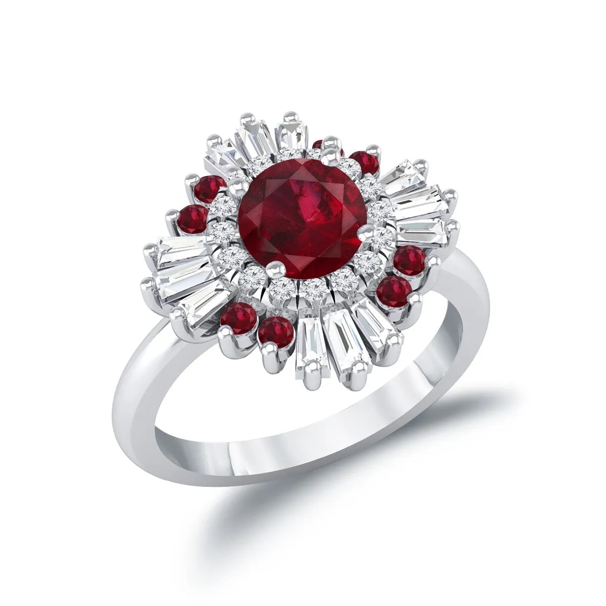 Auriya 1 1/6ct Red Ruby and Diamond Ballerina Engagement Ring 3/5ctw 14k Gold sold by Zulily product image thumbnail 5