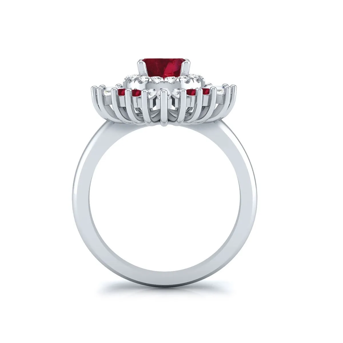 Auriya 1 1/6ct Red Ruby and Diamond Ballerina Engagement Ring 3/5ctw 14k Gold sold by Zulily product image thumbnail 4