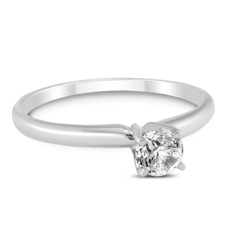 1/4 Carat Round Diamond Solitaire Ring in 14K White Gold (L-M Color, I2-I3 Clarity) sold by Zulily