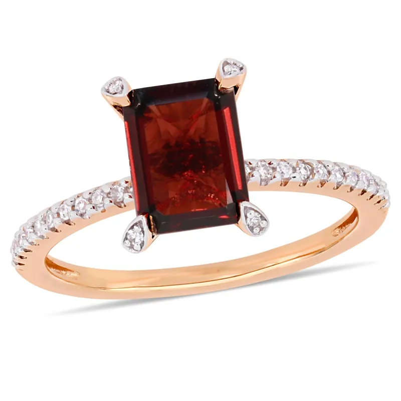Miadora 2 1/8ct TGW Octagon-Cut Garnet and 1/10ct TW Diamond Ring in 10k Rose Gold sold by Zulily