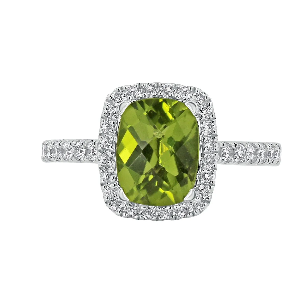 Auriya 1 7/8ct Cushion-cut Peridot and Halo Diamond Engagement Ring 3/8ctw 14k Gold sold by Zulily product image thumbnail 3