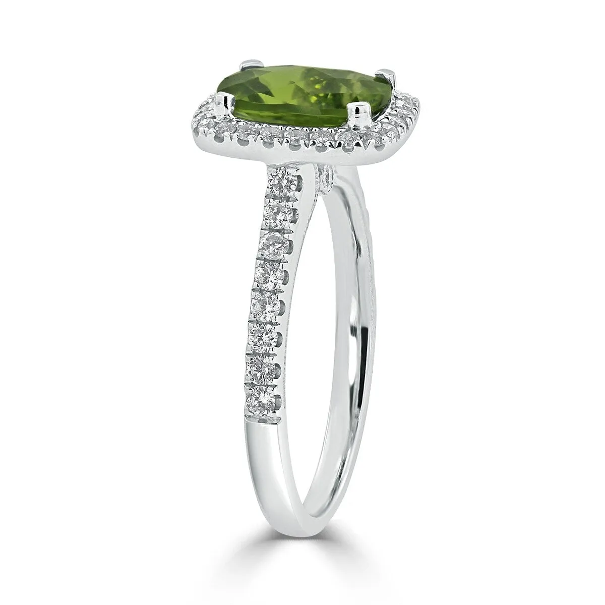 Auriya 1 7/8ct Cushion-cut Peridot and Halo Diamond Engagement Ring 3/8ctw 14k Gold sold by Zulily product image thumbnail 5