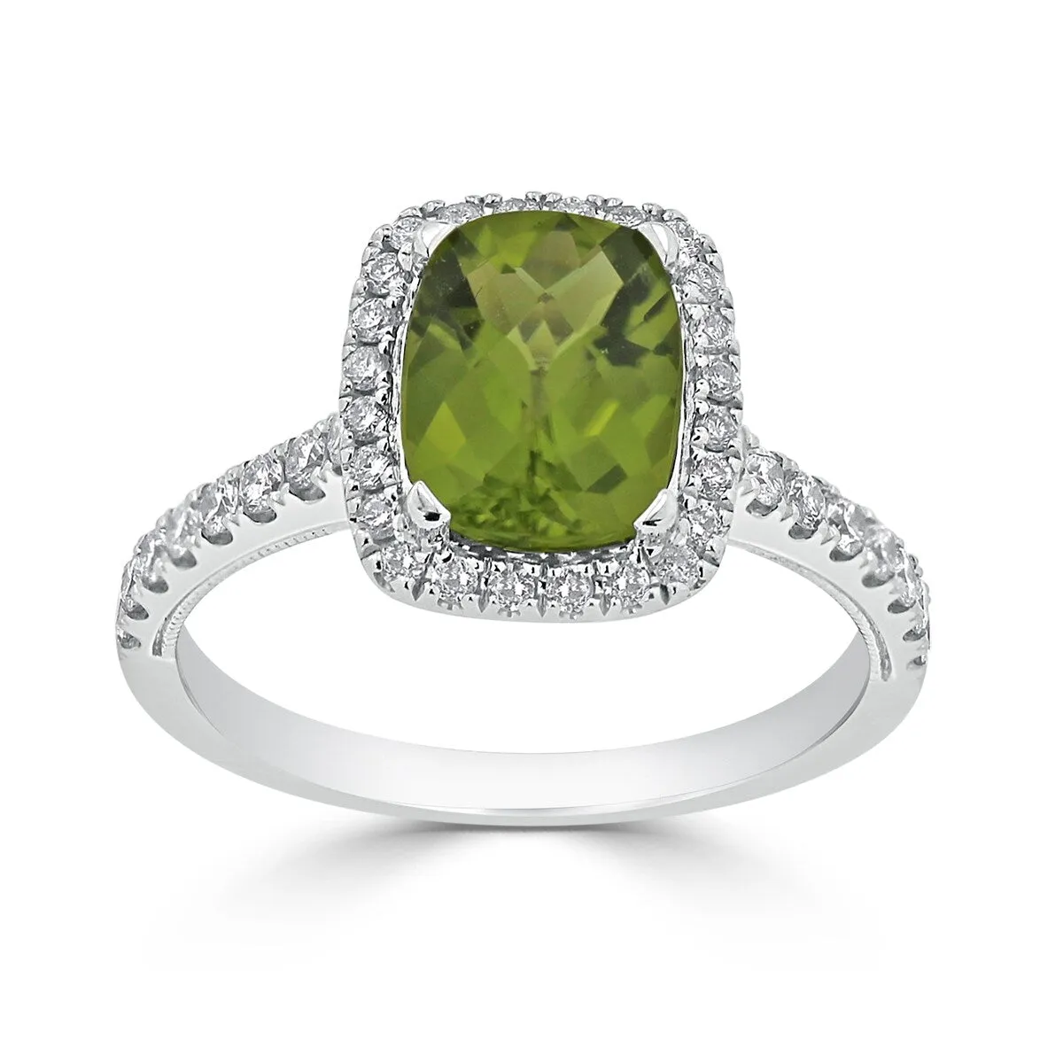 Auriya 1 7/8ct Cushion-cut Peridot and Halo Diamond Engagement Ring 3/8ctw 14k Gold sold by Zulily product image thumbnail 4