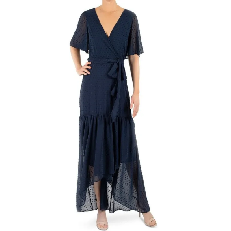 Donna Ricco Women's Tie-Belted Chiffon High-Low Ma Navy Size 4 sold by Zulily