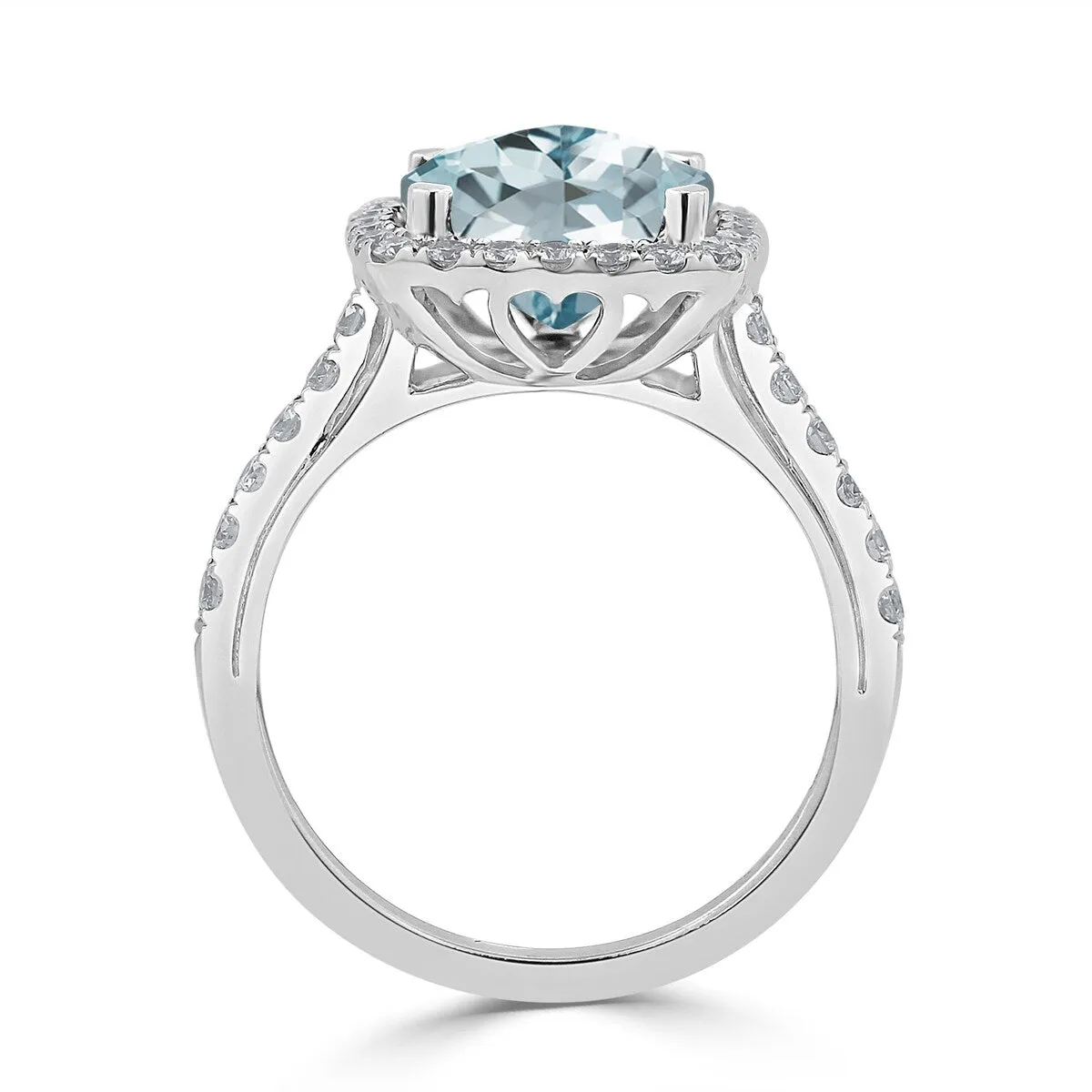 Auriya 1 5/8ct Cushion-cut Aquamarine and Halo Diamond Engagement Ring 1/2cttw 14k Gold sold by Zulily product image thumbnail 5