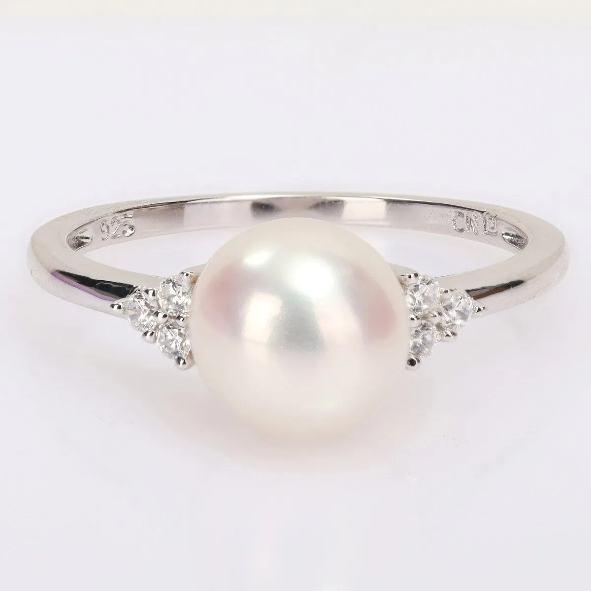 Miadora Sterling Silver Cultured Freshwater Pearl and Cubic Zirconia Ring (7.5-8mm) sold by Zulily product image thumbnail 2