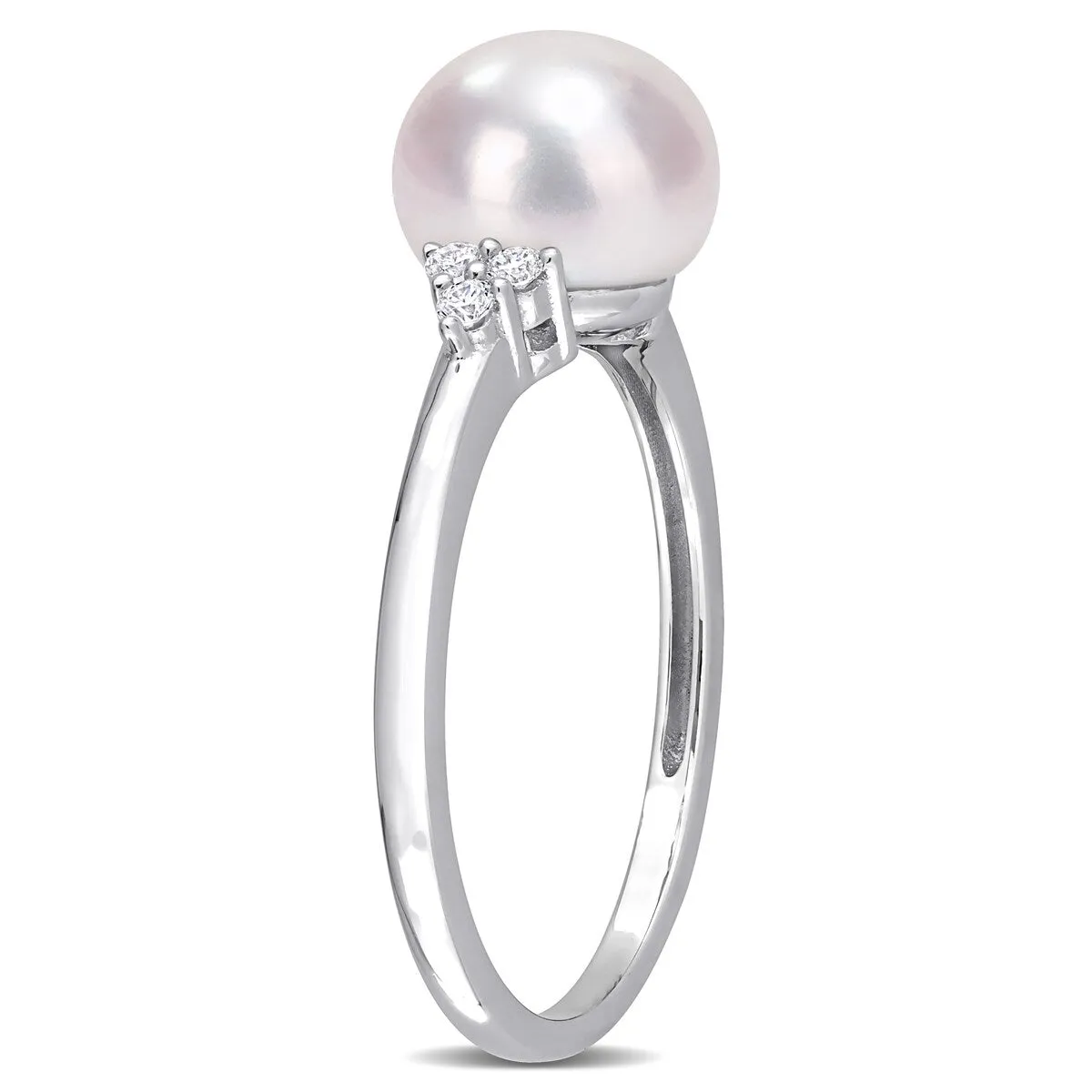 Miadora Sterling Silver Cultured Freshwater Pearl and Cubic Zirconia Ring (7.5-8mm) sold by Zulily product image thumbnail 4