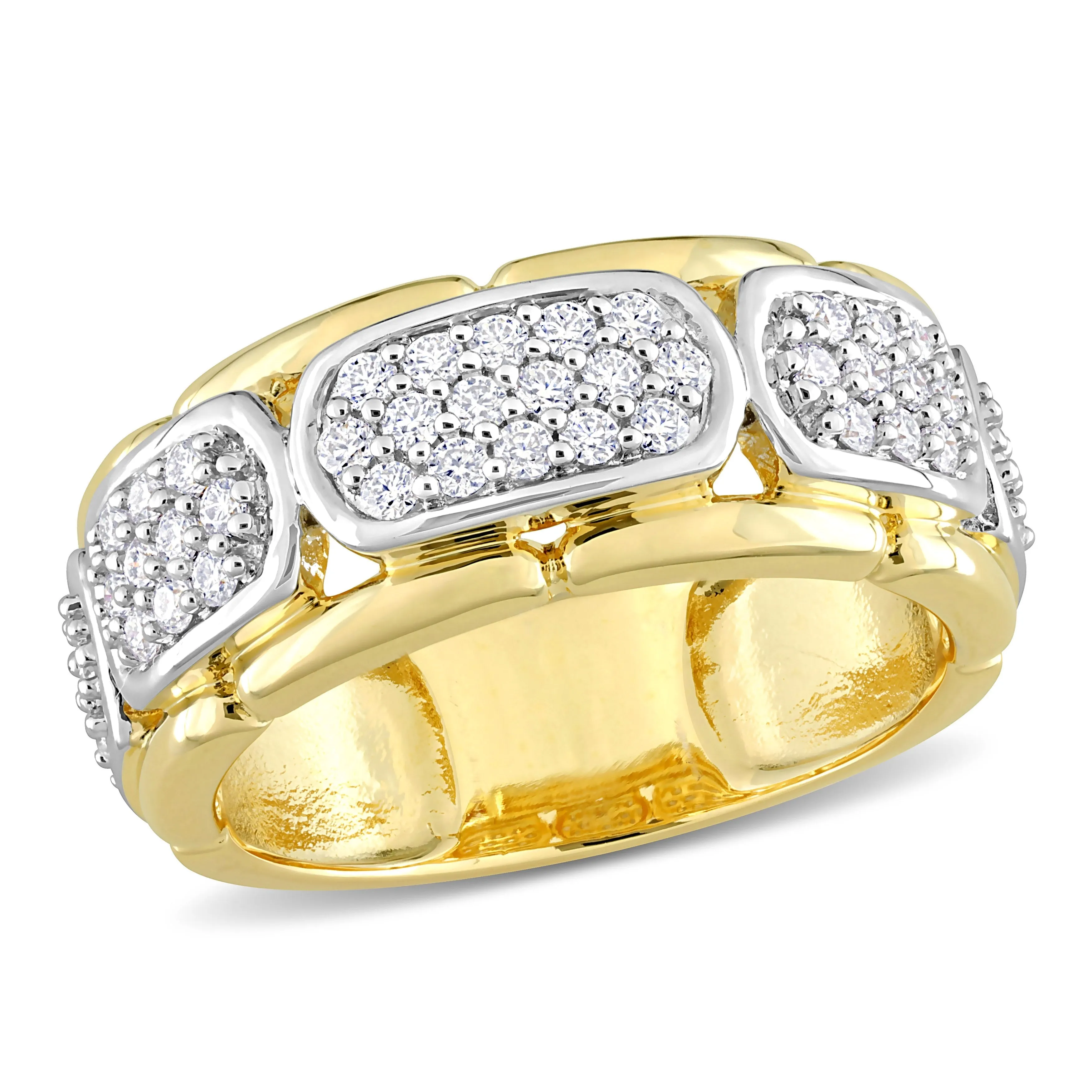 Miadora 4/5ct TDW Moissanite Station Mens Ring in Two-Tone Sterling Silver sold by Zulily