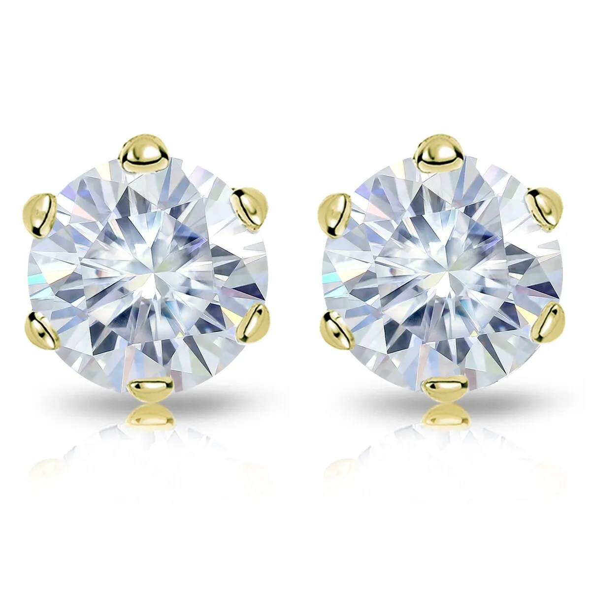 Auriya 18k Gold 2ctw Round Moissanite Stud Earrings - 6.5 mm sold by Zulily product image thumbnail 4