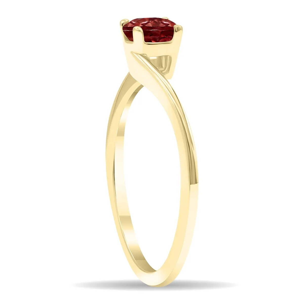 Women's Round Shaped Solitaire Garnet Wave Ring in 10K Yellow Gold sold by Zulily product image thumbnail 2