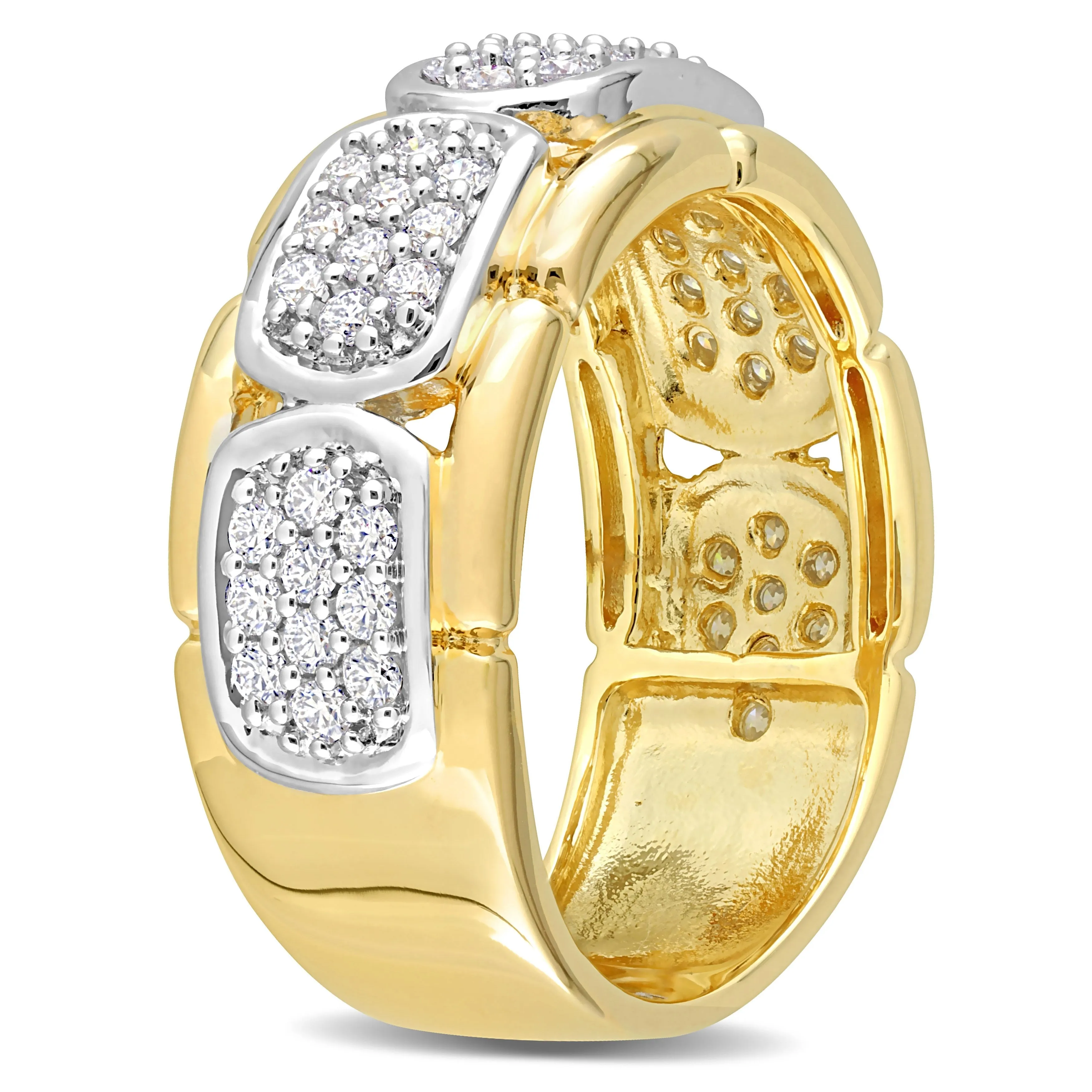 Miadora 4/5ct TDW Moissanite Station Mens Ring in Two-Tone Sterling Silver sold by Zulily product image thumbnail 2