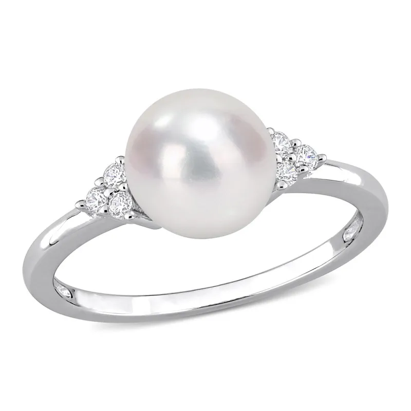 Miadora Sterling Silver Cultured Freshwater Pearl and Cubic Zirconia Ring (7.5-8mm) sold by Zulily
