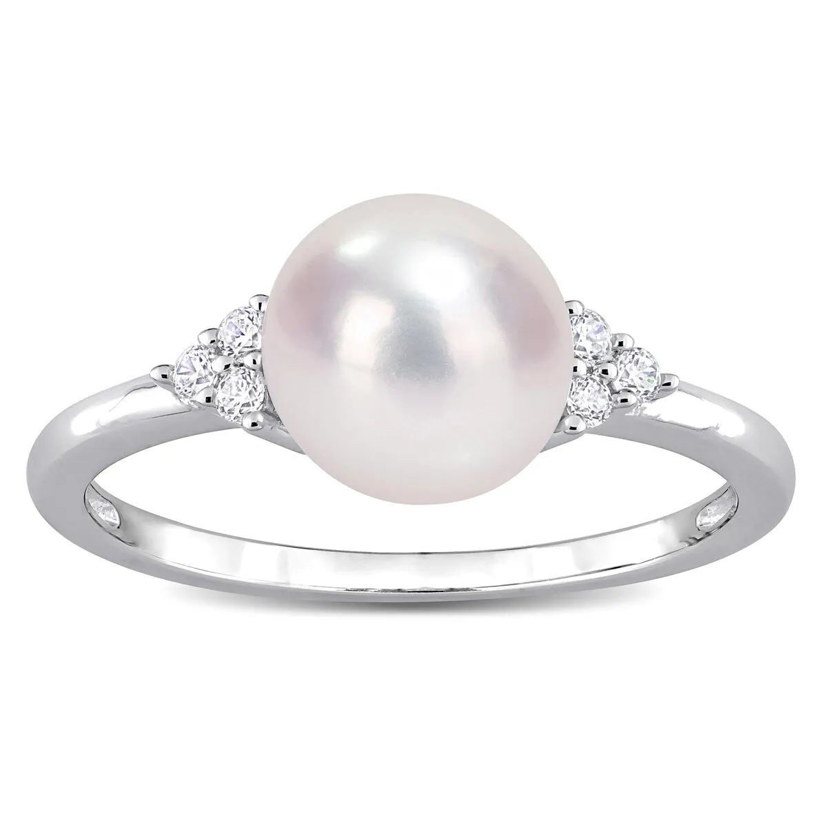 Miadora Sterling Silver Cultured Freshwater Pearl and Cubic Zirconia Ring (7.5-8mm) sold by Zulily product image thumbnail 3